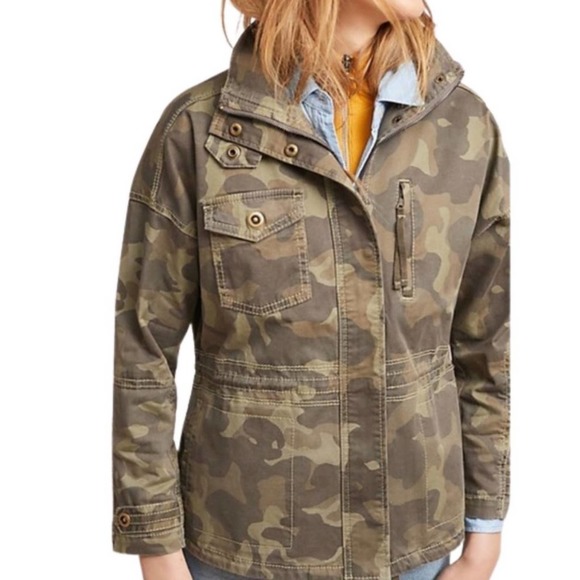 Anthropologie Marrakech Camo Cotton Anorak Military Utility Jacket S - Picture 3 of 8